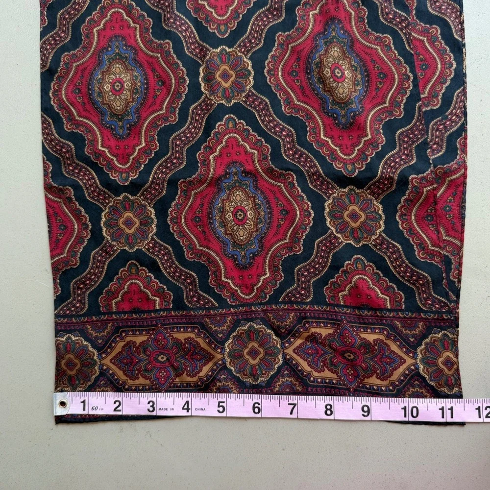 Vintage Silk Scarf Paisley Old Money Quiet Luxury Red Navy Gold Classic Neck Bag